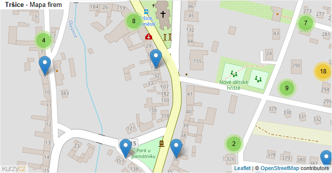 Tršice - mapa firem