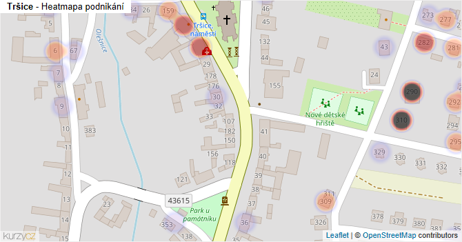 Tršice - mapa podnikání