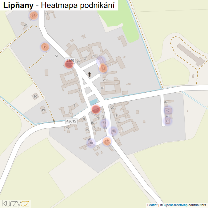 Mapa Lipňany - Firmy v části obce.