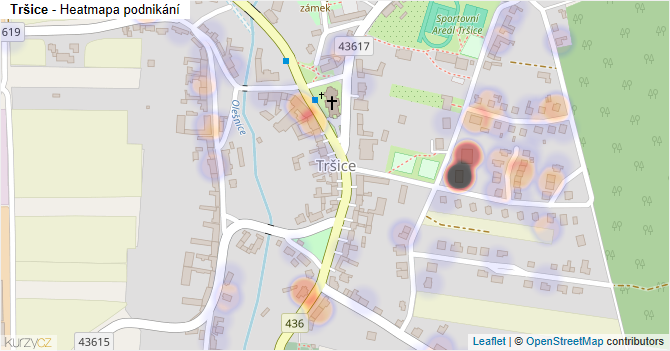 Tršice - mapa podnikání