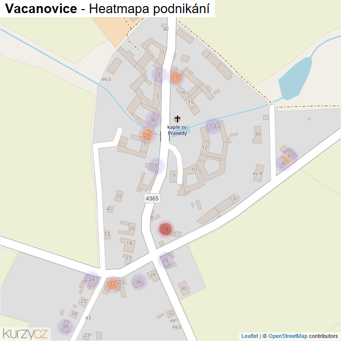 Mapa Vacanovice - Firmy v části obce.