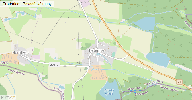 Trstěnice - záplavové mapy stoleté vody