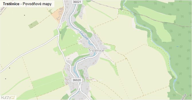 Trstěnice - záplavové mapy stoleté vody