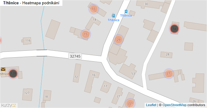 Třtěnice - mapa podnikání