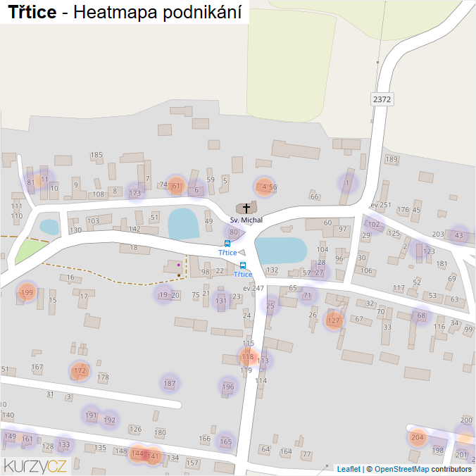 Mapa Třtice - Firmy v části obce.