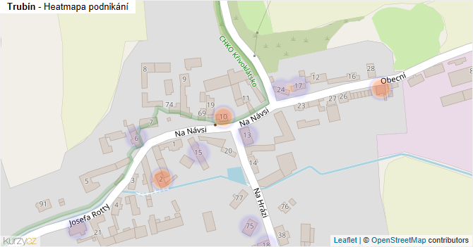 Trubín - mapa podnikání