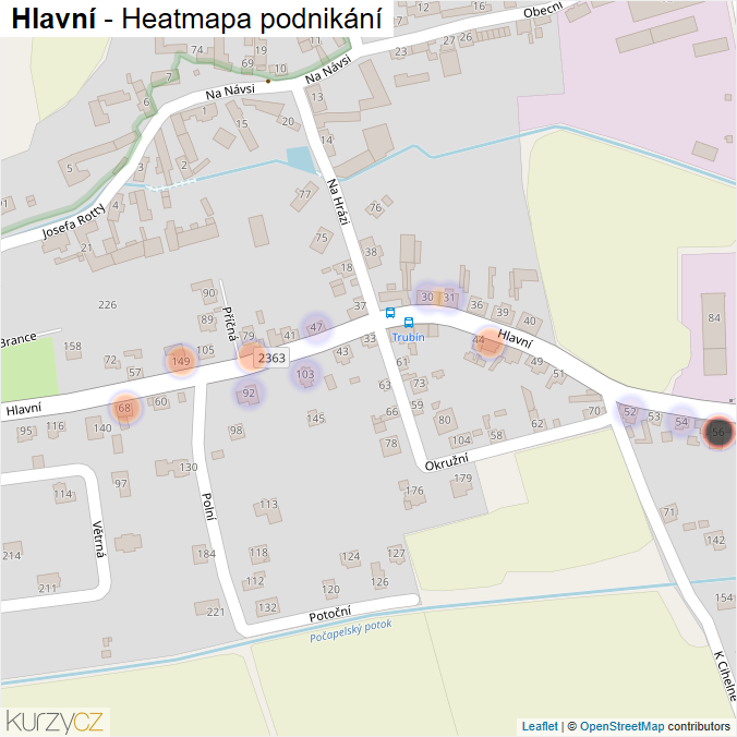 Mapa Hlavní - Firmy v ulici.