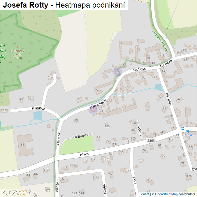 Mapa Josefa Rotty - Firmy v ulici.