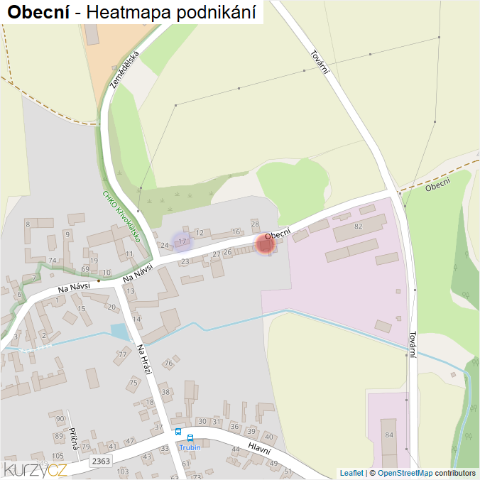 Mapa Obecní - Firmy v ulici.