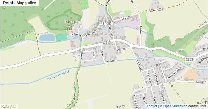 Polní - mapa ulice