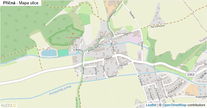 Příčná - mapa ulice