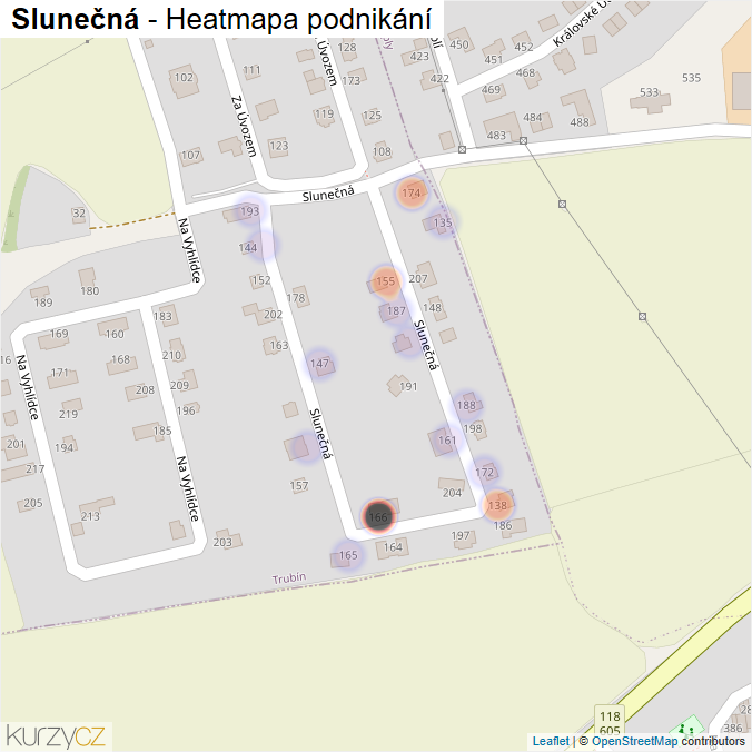 Mapa Slunečná - Firmy v ulici.