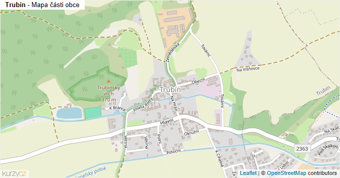 Trubín - mapa části obce