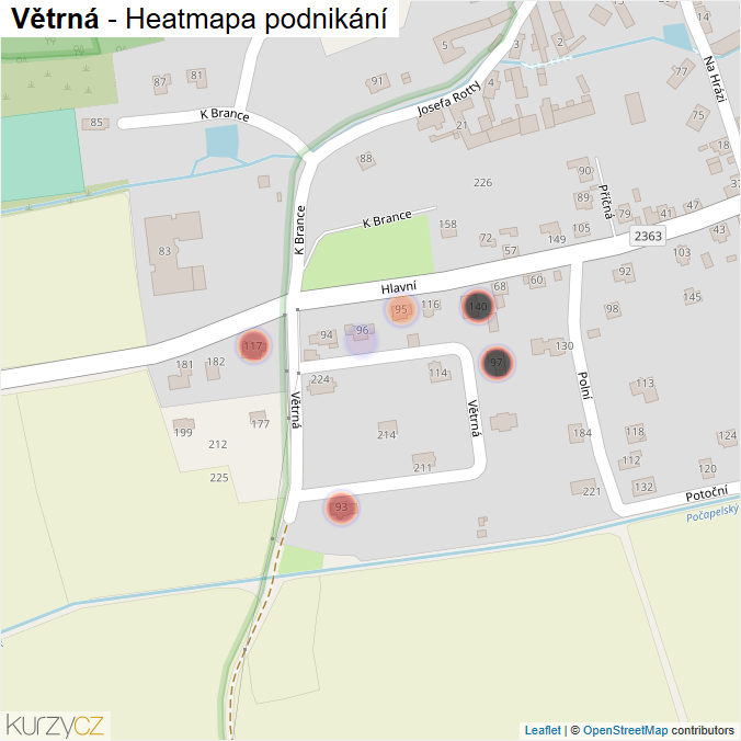 Mapa Větrná - Firmy v ulici.