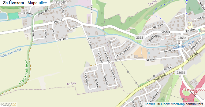 Za Úvozem - mapa ulice