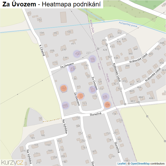 Mapa Za Úvozem - Firmy v ulici.