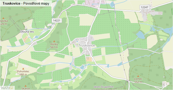 Truskovice - záplavové mapy stoleté vody