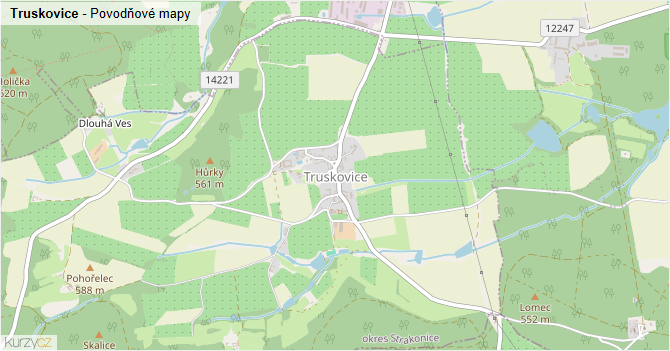 Truskovice - záplavové mapy stoleté vody