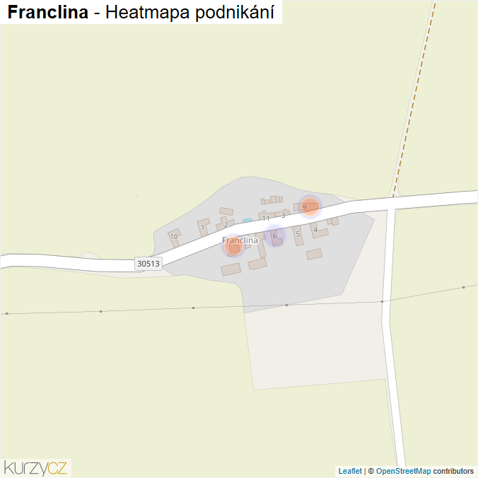 Mapa Franclina - Firmy v části obce.