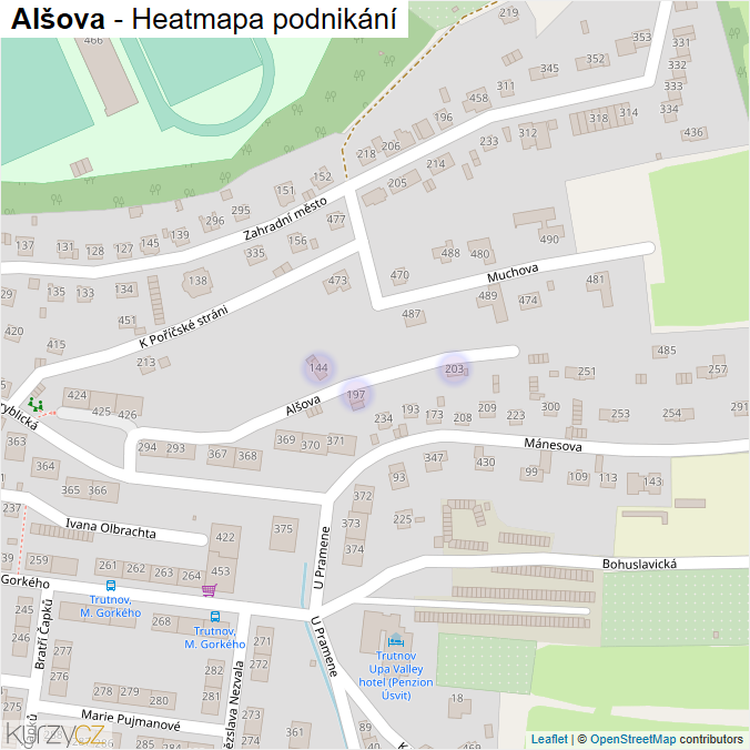 Mapa Alšova - Firmy v ulici.