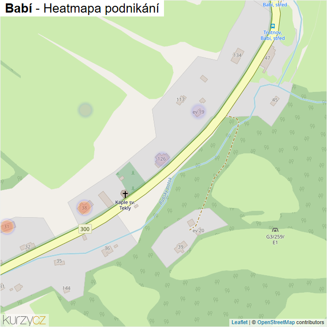 Mapa Babí - Firmy v části obce.
