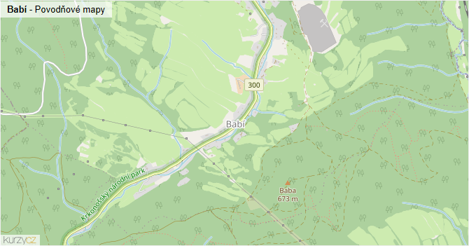 Babí - záplavové mapy stoleté vody