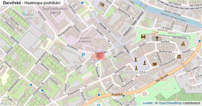 Barvířská - mapa podnikání