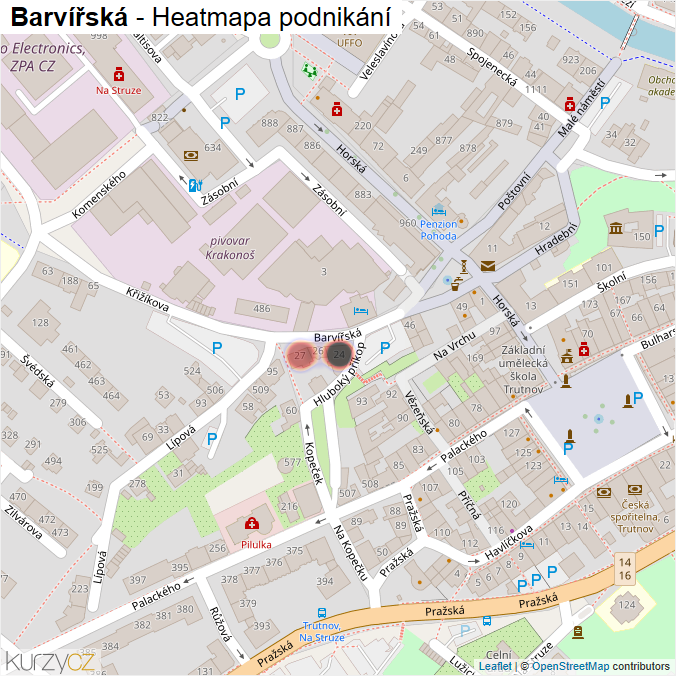 Mapa Barvířská - Firmy v ulici.