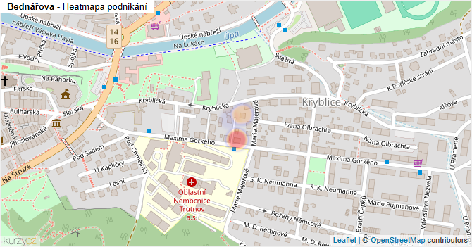 Bednářova - mapa podnikání