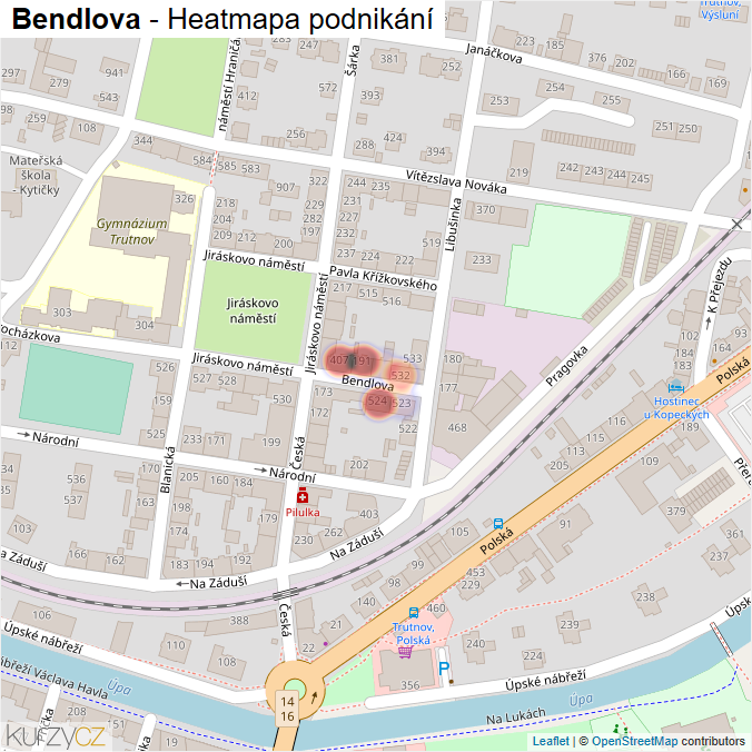Mapa Bendlova - Firmy v ulici.