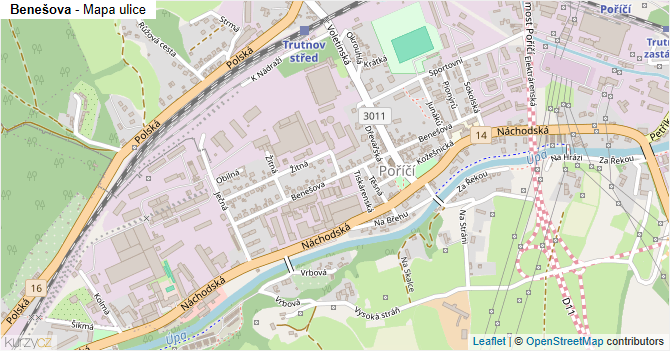 Benešova - mapa ulice