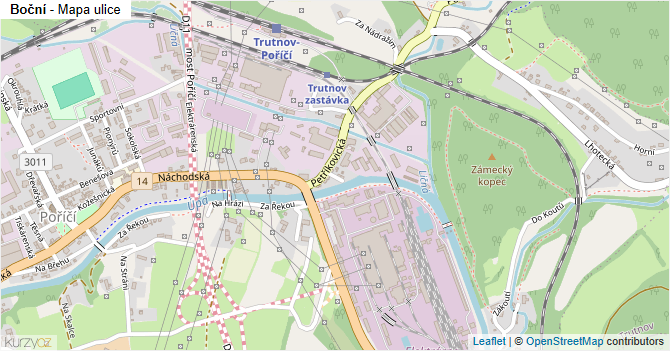 Boční - mapa ulice