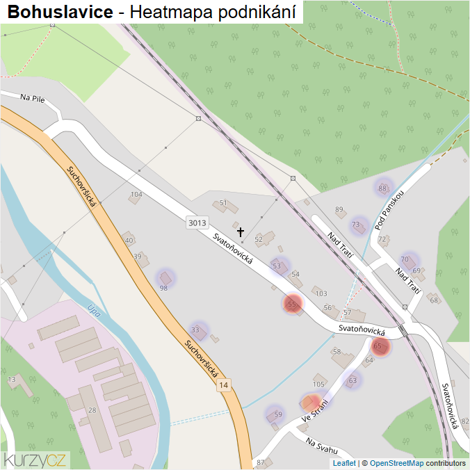Mapa Bohuslavice - Firmy v části obce.