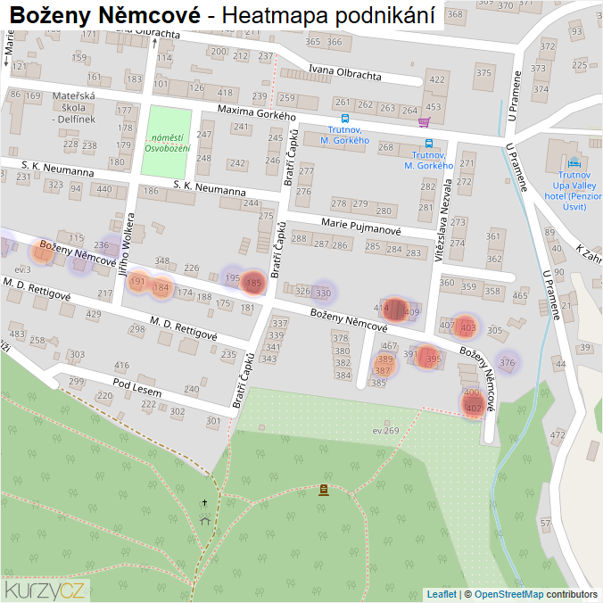 Mapa Boženy Němcové - Firmy v ulici.