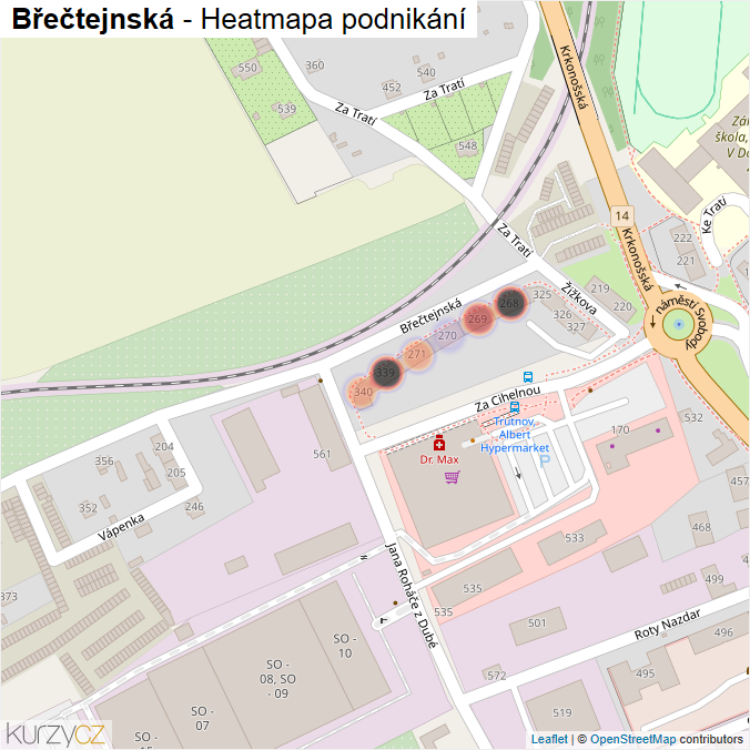 Mapa Břečtejnská - Firmy v ulici.