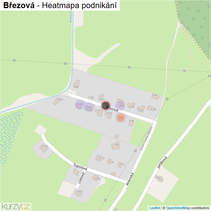 Mapa Březová - Firmy v ulici.
