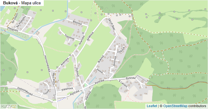 Buková - mapa ulice