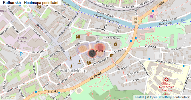 Bulharská - mapa podnikání