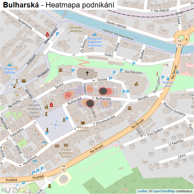 Mapa Bulharská - Firmy v ulici.