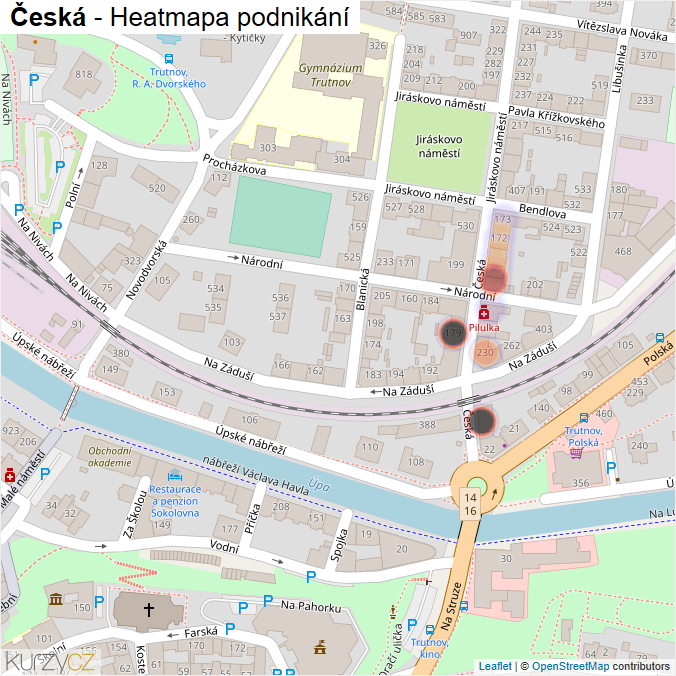 Mapa Česká - Firmy v ulici.