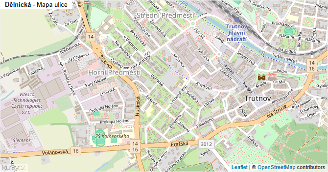 Dělnická - mapa ulice