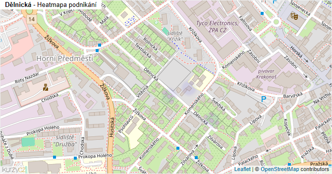 Dělnická - mapa podnikání
