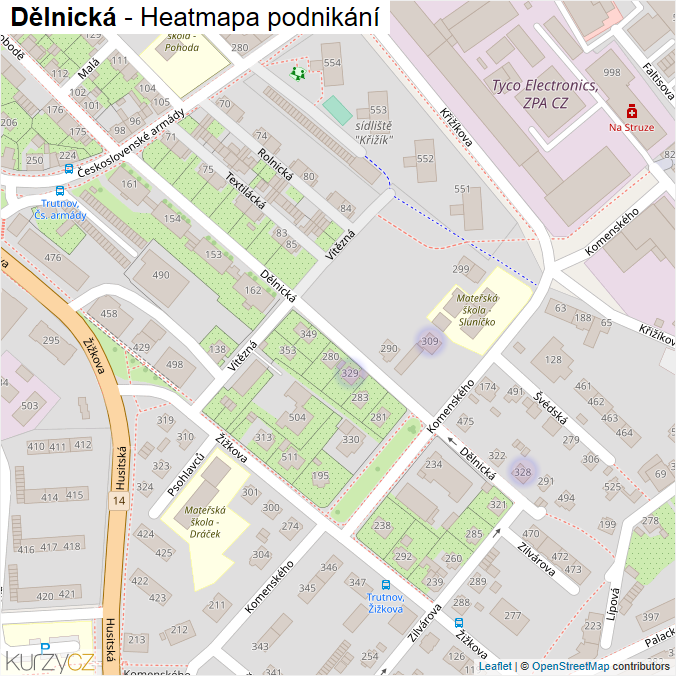 Mapa Dělnická - Firmy v ulici.
