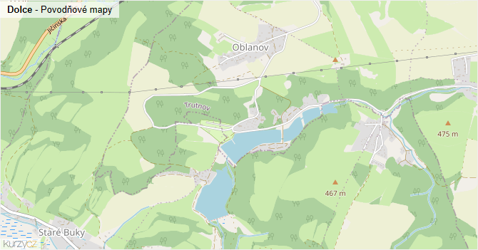 Dolce - záplavové mapy stoleté vody