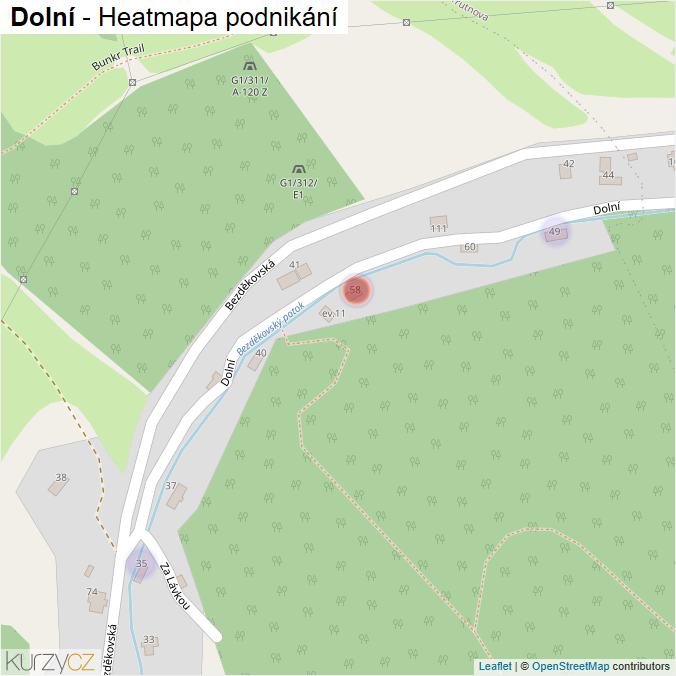 Mapa Dolní - Firmy v ulici.