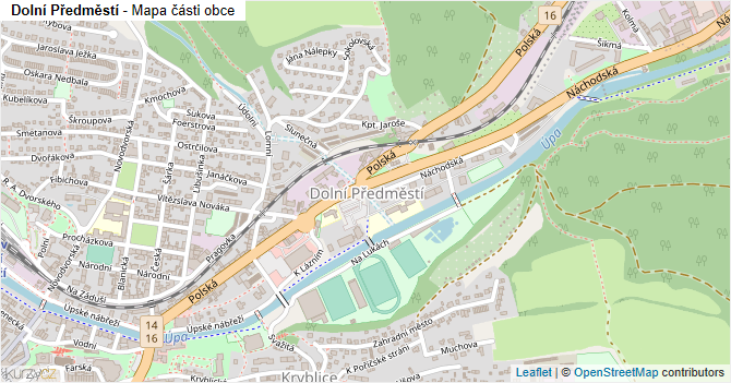 Dolní Předměstí - mapa části obce