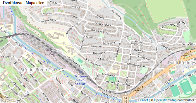 Dvořákova - mapa ulice