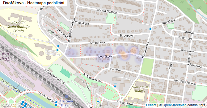 Dvořákova - mapa podnikání