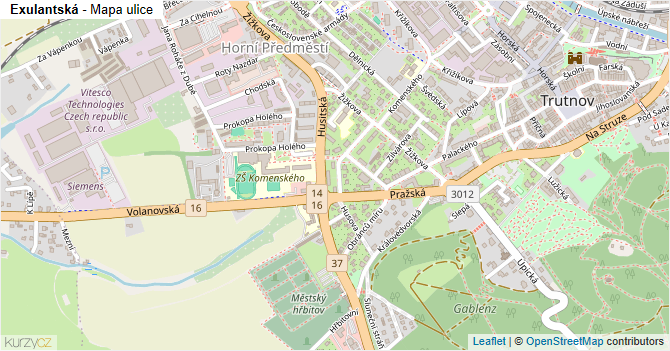 Exulantská - mapa ulice