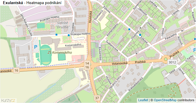 Exulantská - mapa podnikání